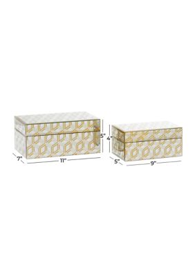 Gold Wood Glam Box - Set of 2