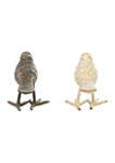 Set of 2 Metal Farmhouse Bird Sculptures