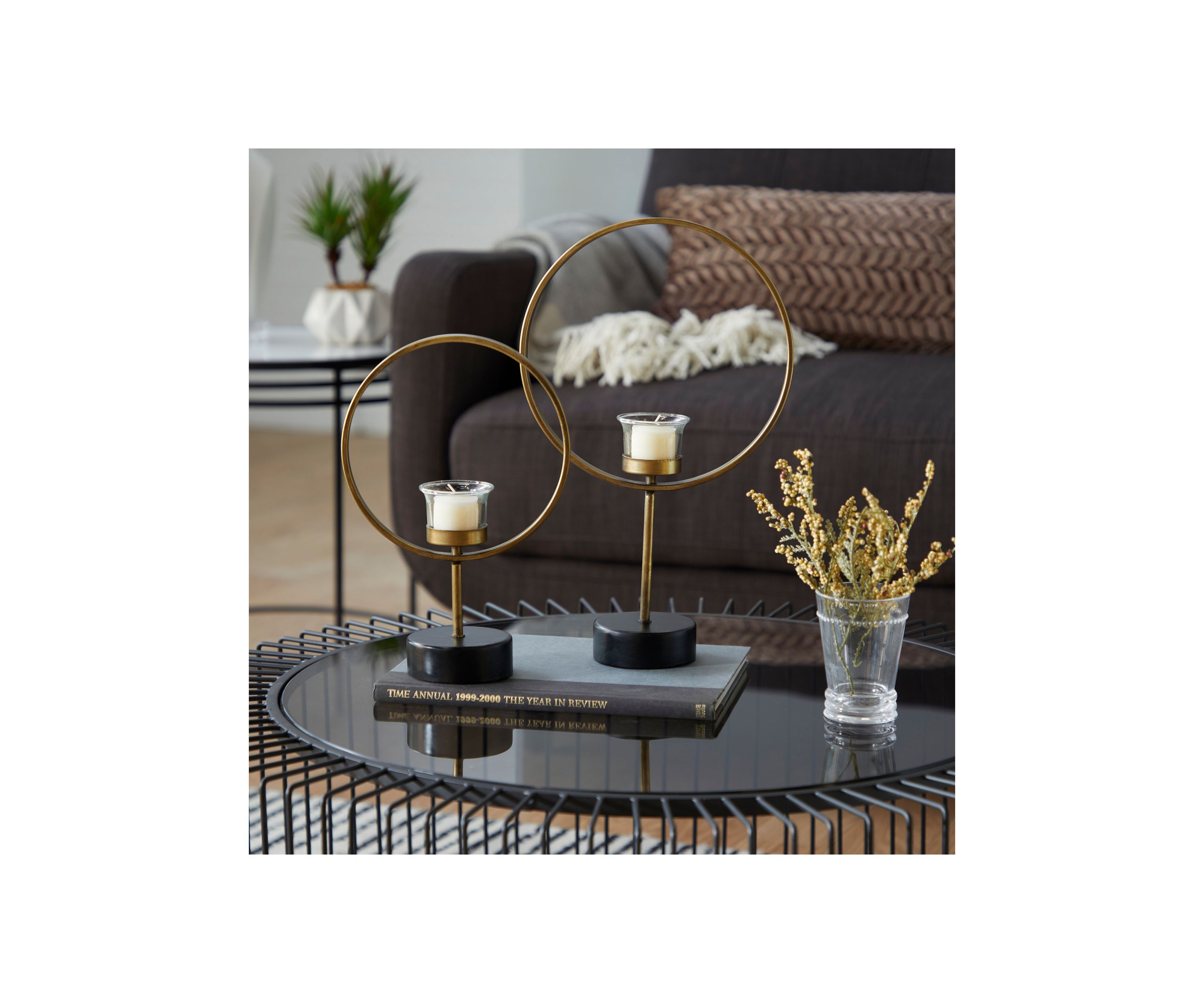 Contemporary Metal Candle Holder - Set of 2