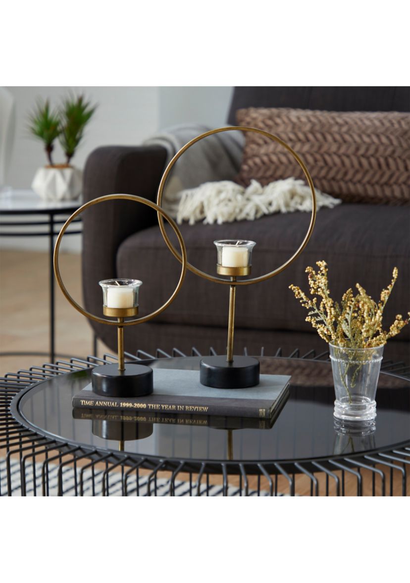 Contemporary Metal Candle Holder - Set of 2