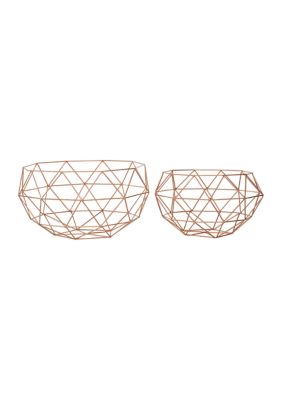 Contemporary Metal Decorative Bowl - Set of 2