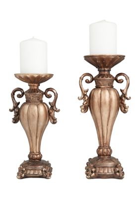 Traditional Polystone Candle Holder - Set of 2