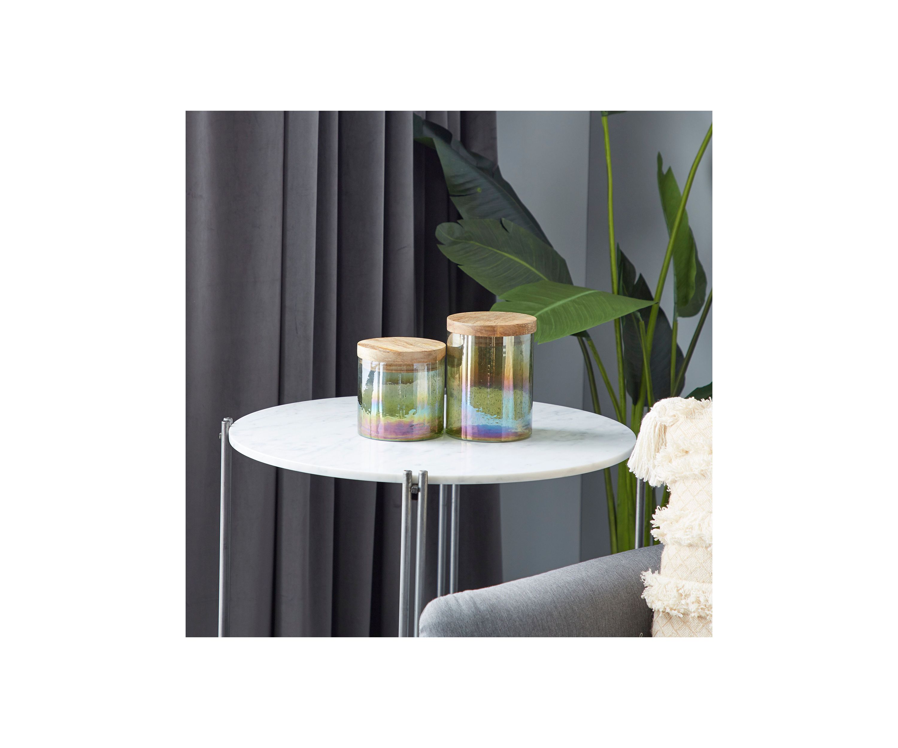 Coastal Wood Decorative Jars - Set of 2