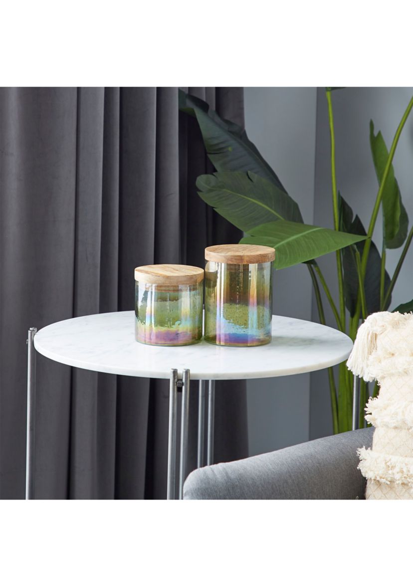 Coastal Wood Decorative Jars - Set of 2