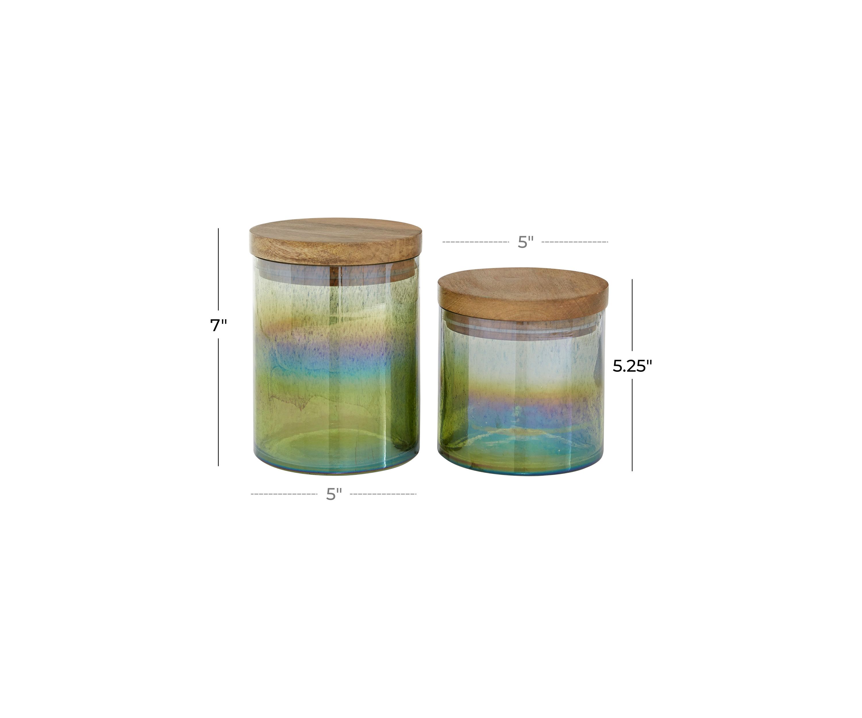 Coastal Wood Decorative Jars - Set of 2