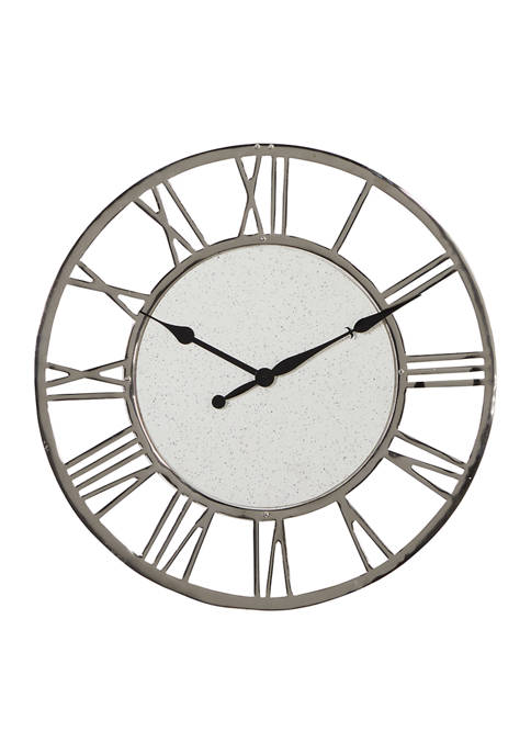 Monroe Lane Large Round Wall Clock in Silver