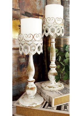 Rustic Metal Candle Holder - Set of 2
