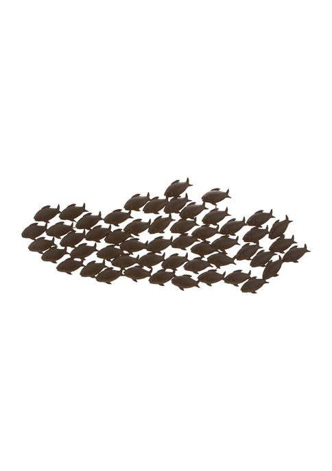 53 in x 20 in Large Coastal Dark Brown Fish Metal Wall Décor