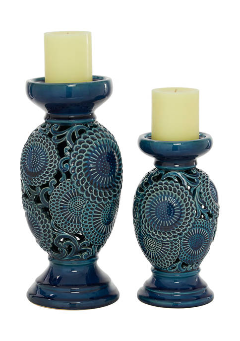 Monroe Lane Ceramic Eclectic Candle Holder Set of