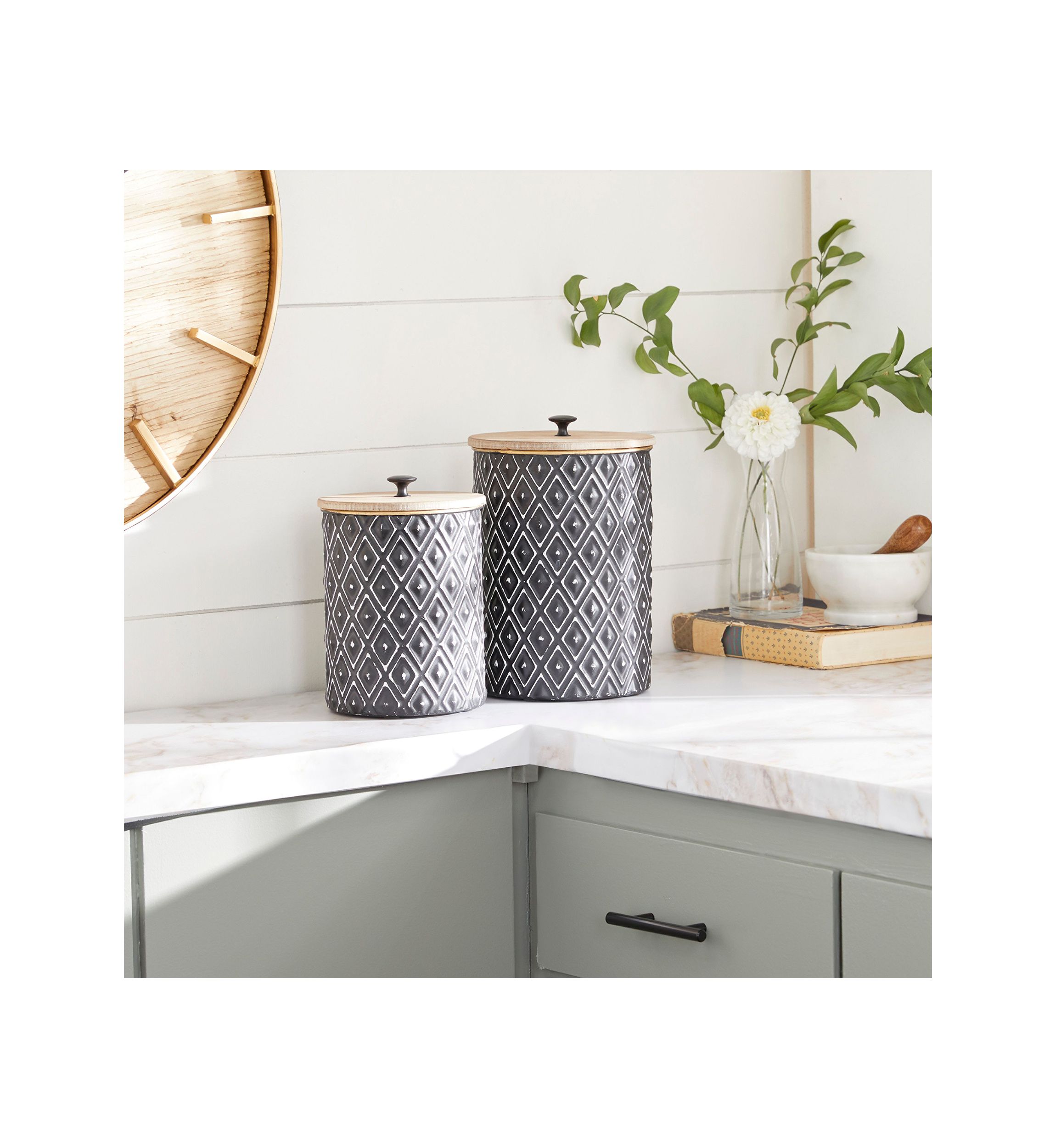 Farmhouse Metal Decorative Jars - Set of 2