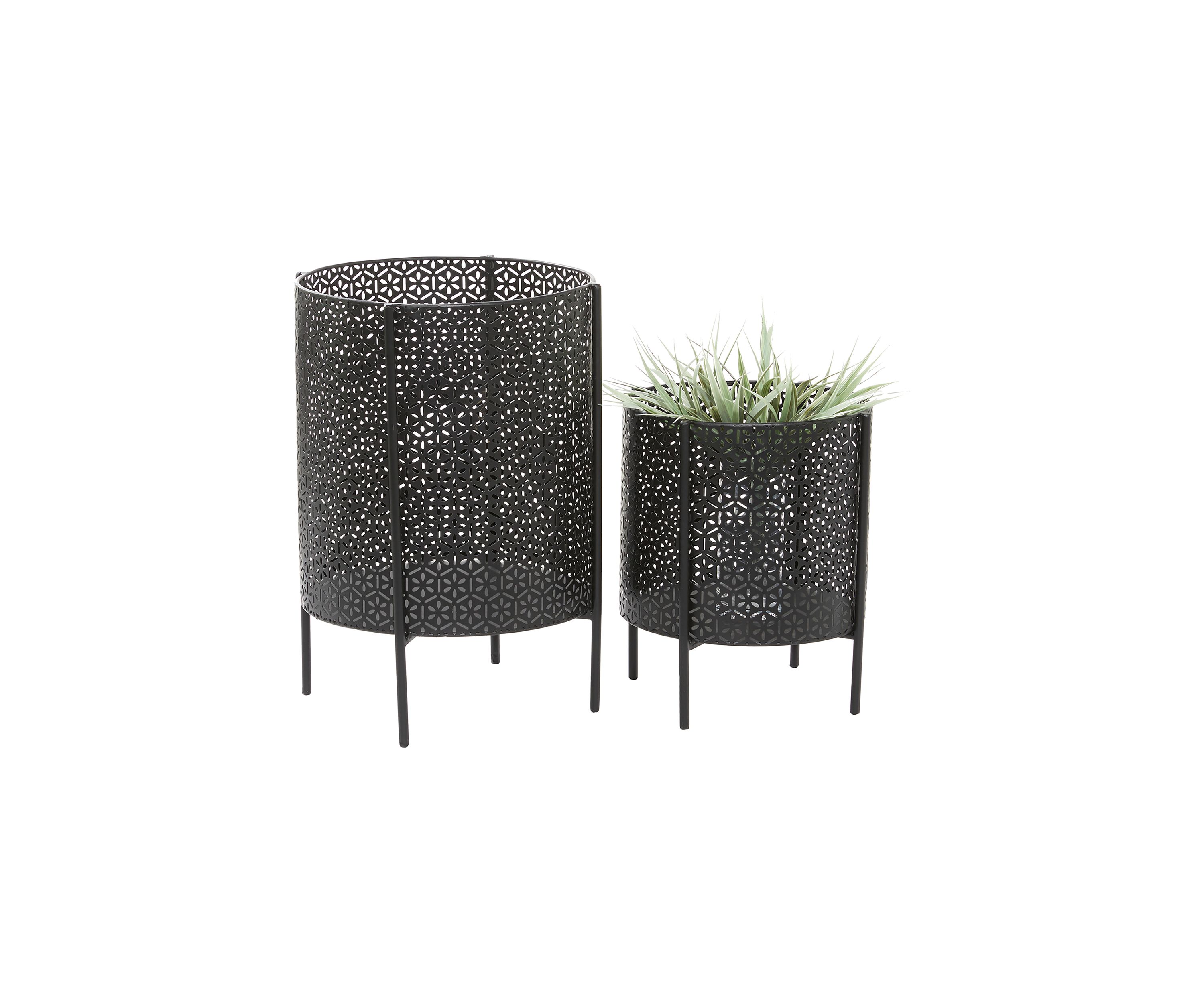 Contemporary Metal Planter - Set of 2