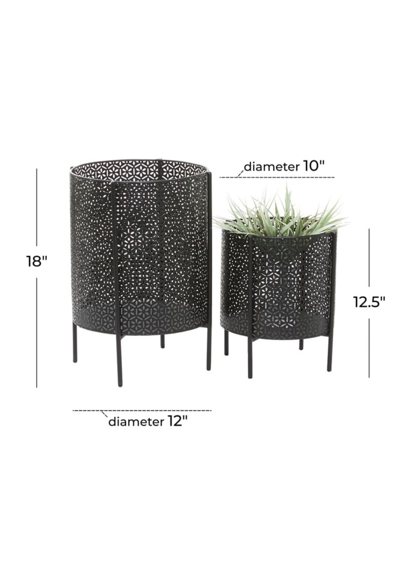 Contemporary Metal Planter - Set of 2