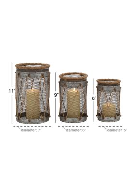 Rustic Metal Candle Lantern - Set of 3