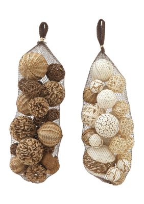 Traditional Dried Plant Orbs & Vase Filler - Set of 2