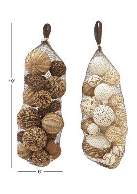 Traditional Dried Plant Orbs & Vase Filler - Set of 2