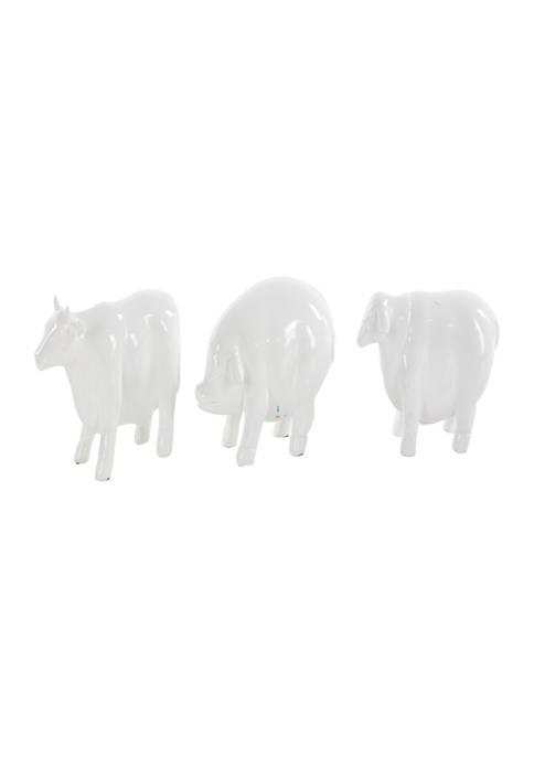 Set of 3 Polystone Farmhouse Farm Animal Sculpture