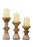 Wood Country Cottage Candle Holder  Set of 3