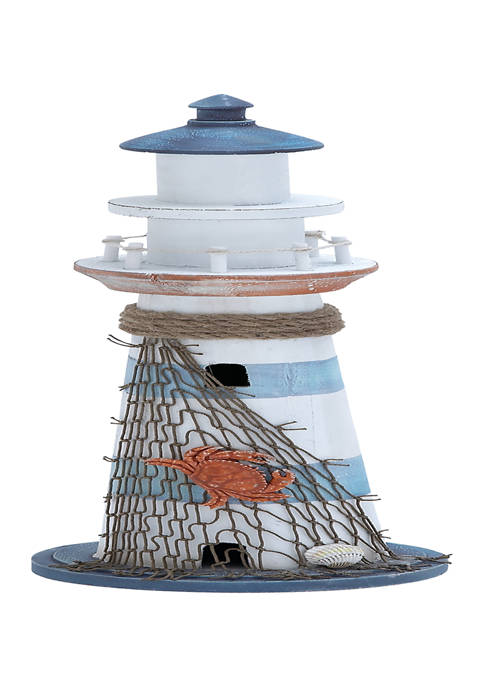 Monroe Lane Wood D&eacute;cor Lighthouse Figurine with Jute