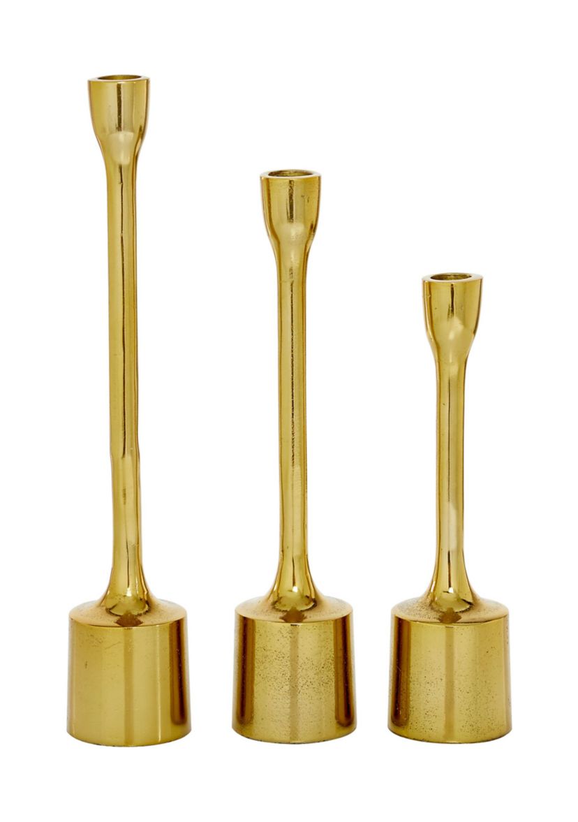 Contemporary Aluminum Metal Candle Holder - Set of 3