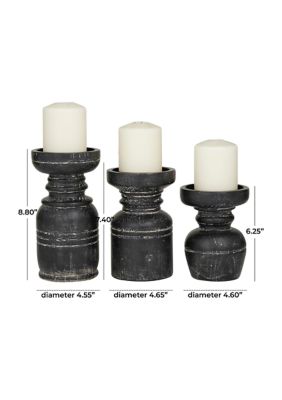 Traditional Wood Candle Holder - Set of 3