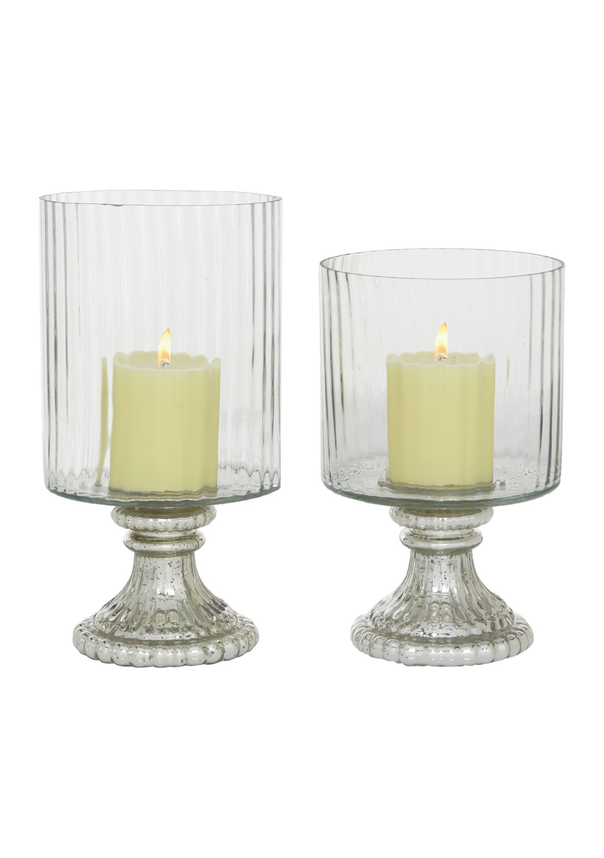 Vintage Glass Hurricane Lamp - Set of 2