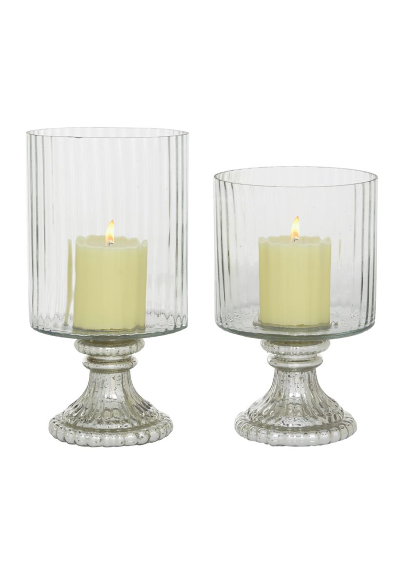 Vintage Glass Hurricane Lamp - Set of 2