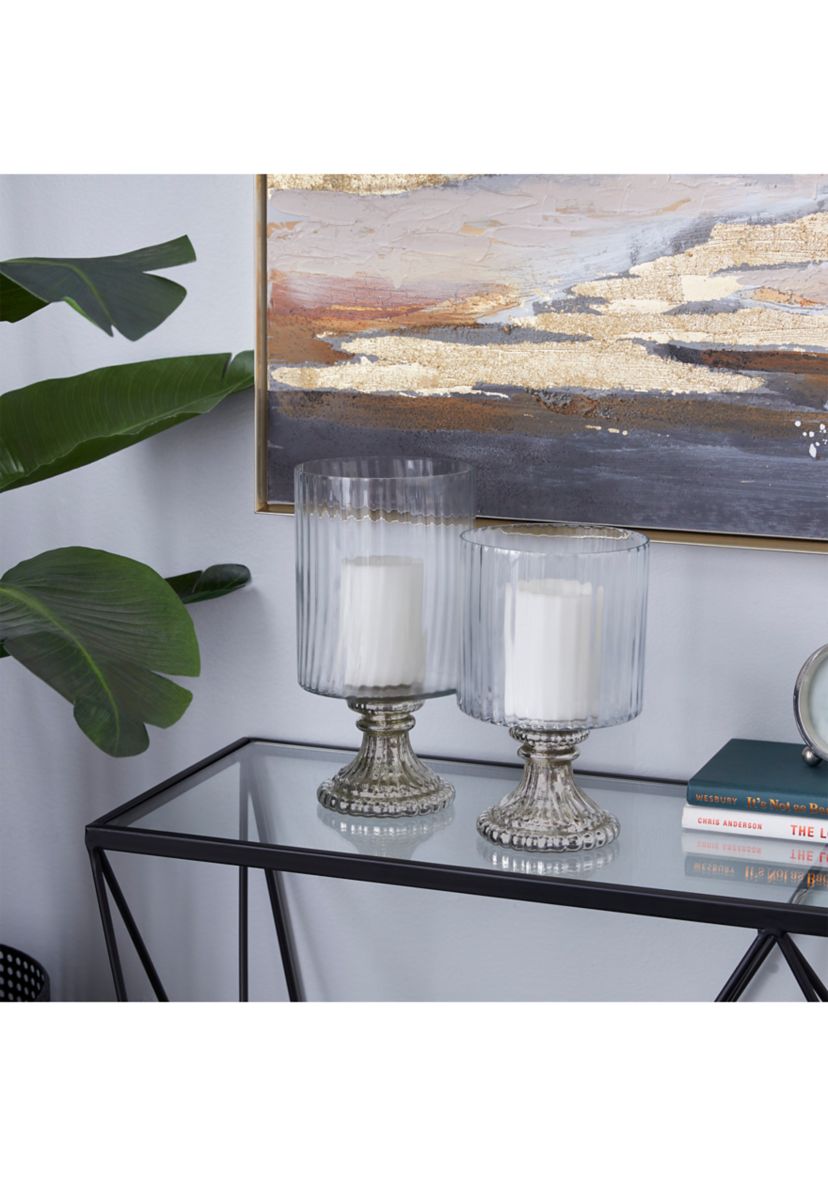 Vintage Glass Hurricane Lamp - Set of 2