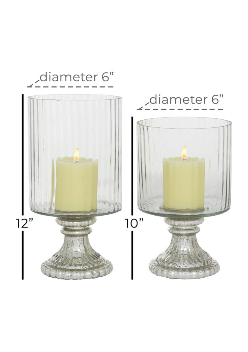 Vintage Glass Hurricane Lamp - Set of 2