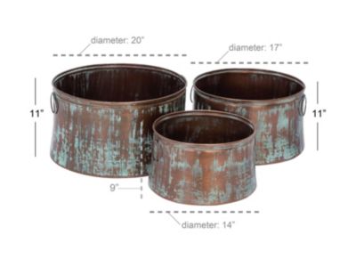 Rustic Metal Planter - Set of 3