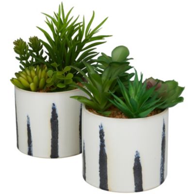 Traditional Faux Foliage Artificial Plant - Set of 2