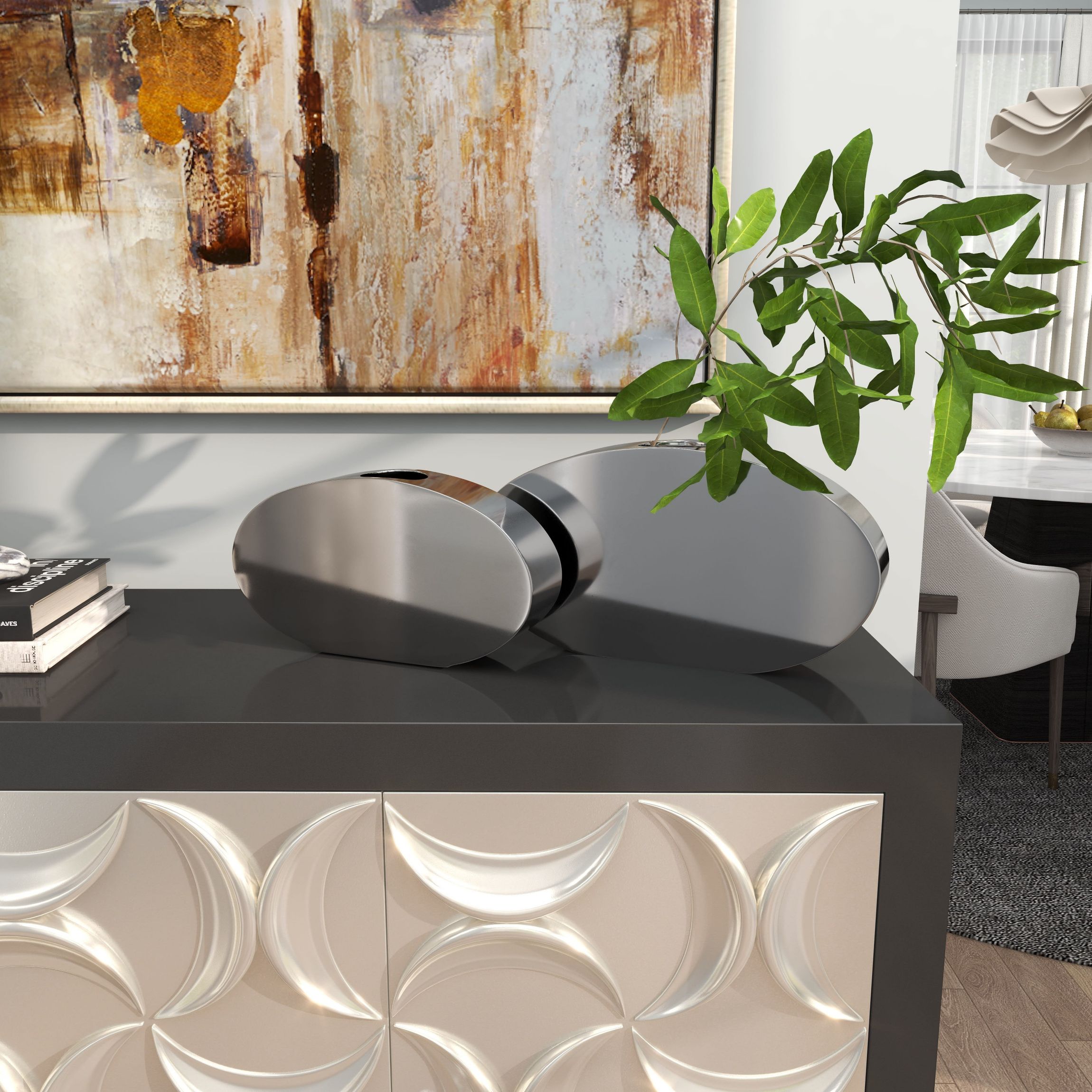 Contemporary Stainless Steel Vase - Set of 2
