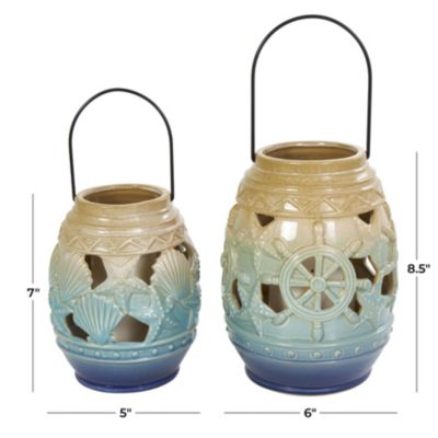 Contemporary Ceramic Candle Lantern - Set of 2