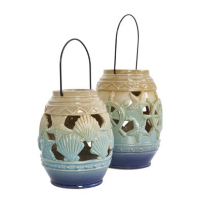 Contemporary Ceramic Candle Lantern - Set of 2