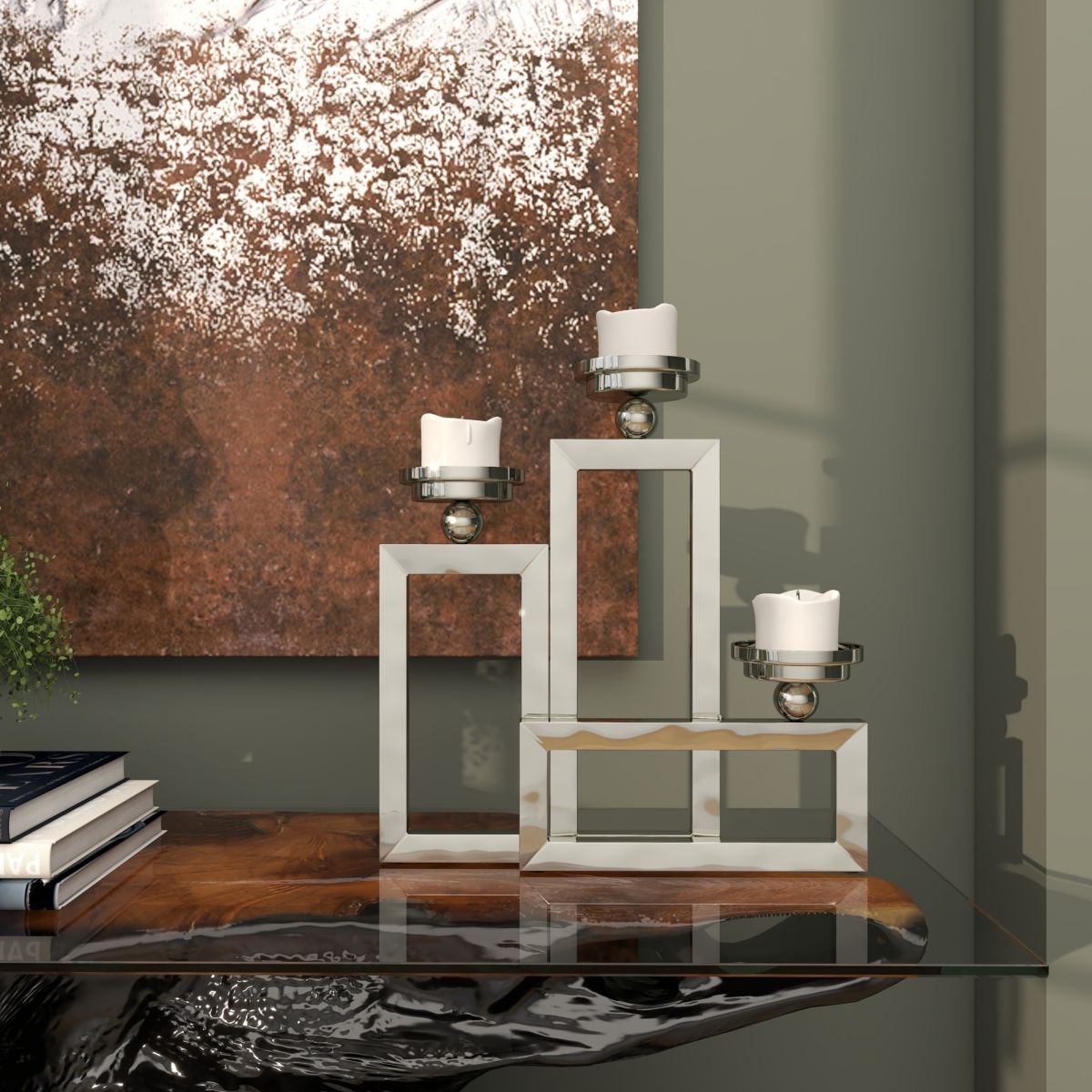 Contemporary Stainless Steel Candelabra