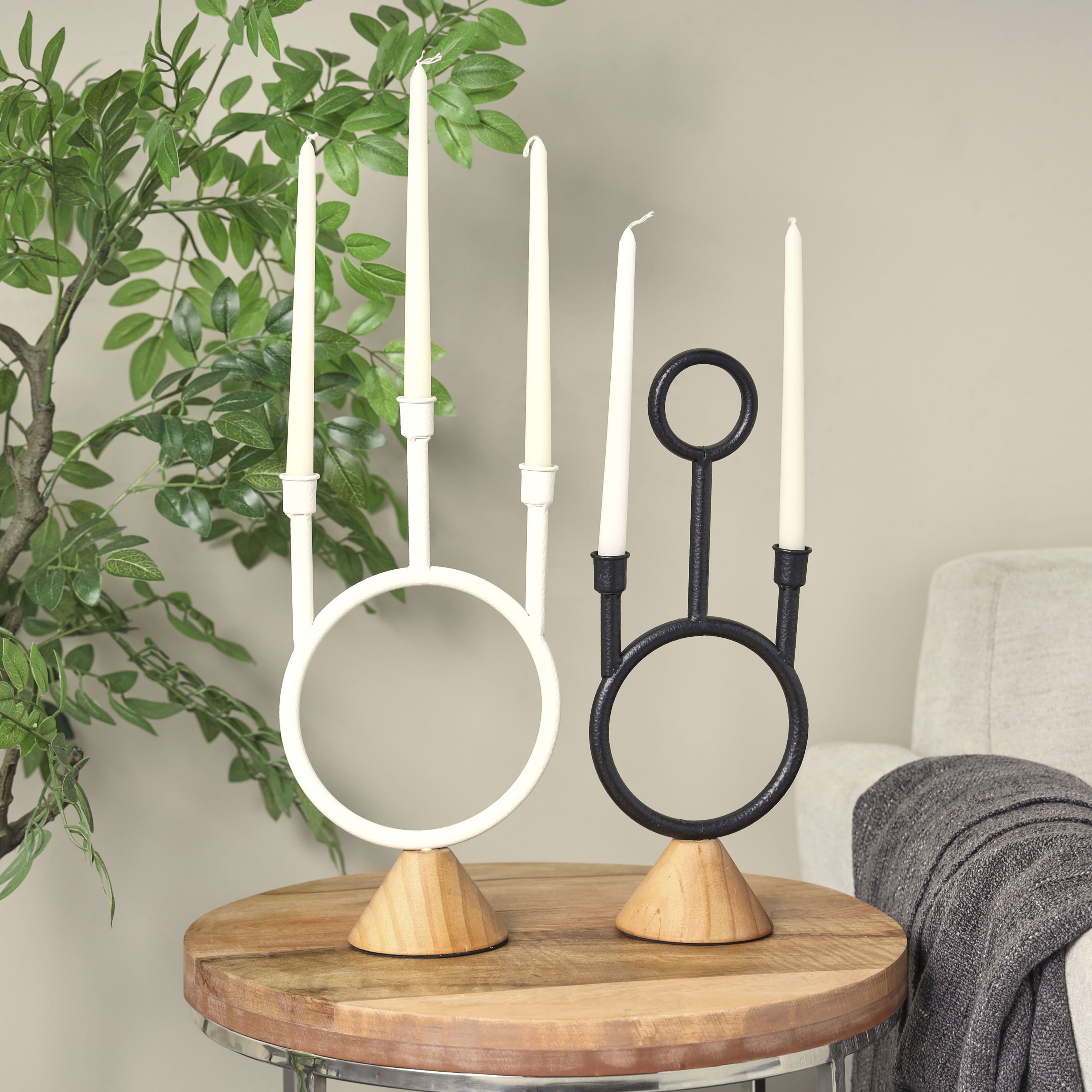 Modern Metal Candle Holder - Set of 2