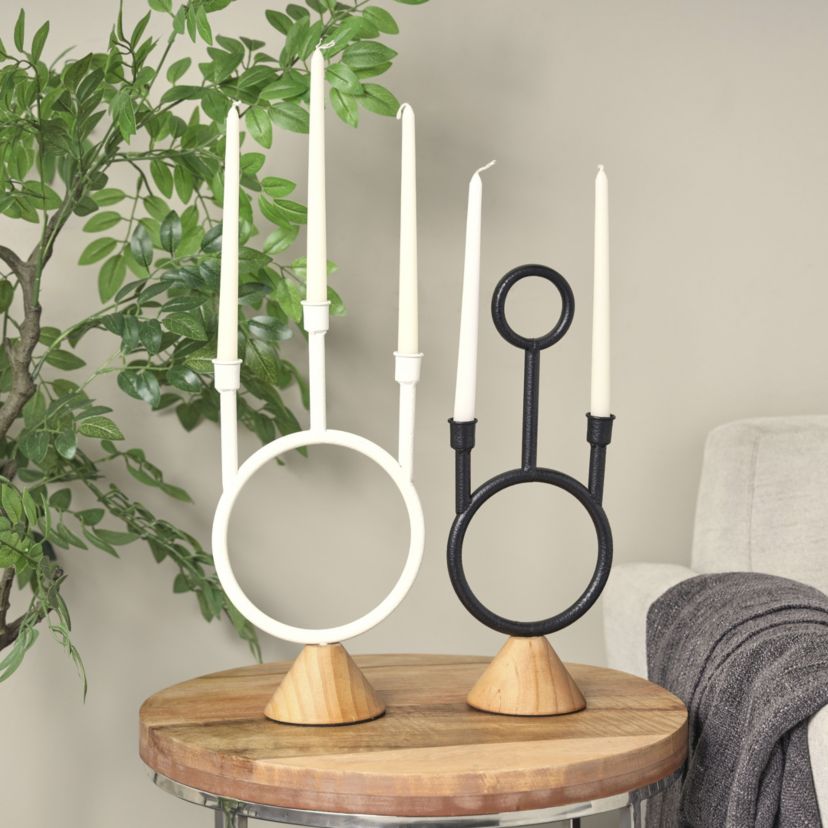 Modern Metal Candle Holder - Set of 2