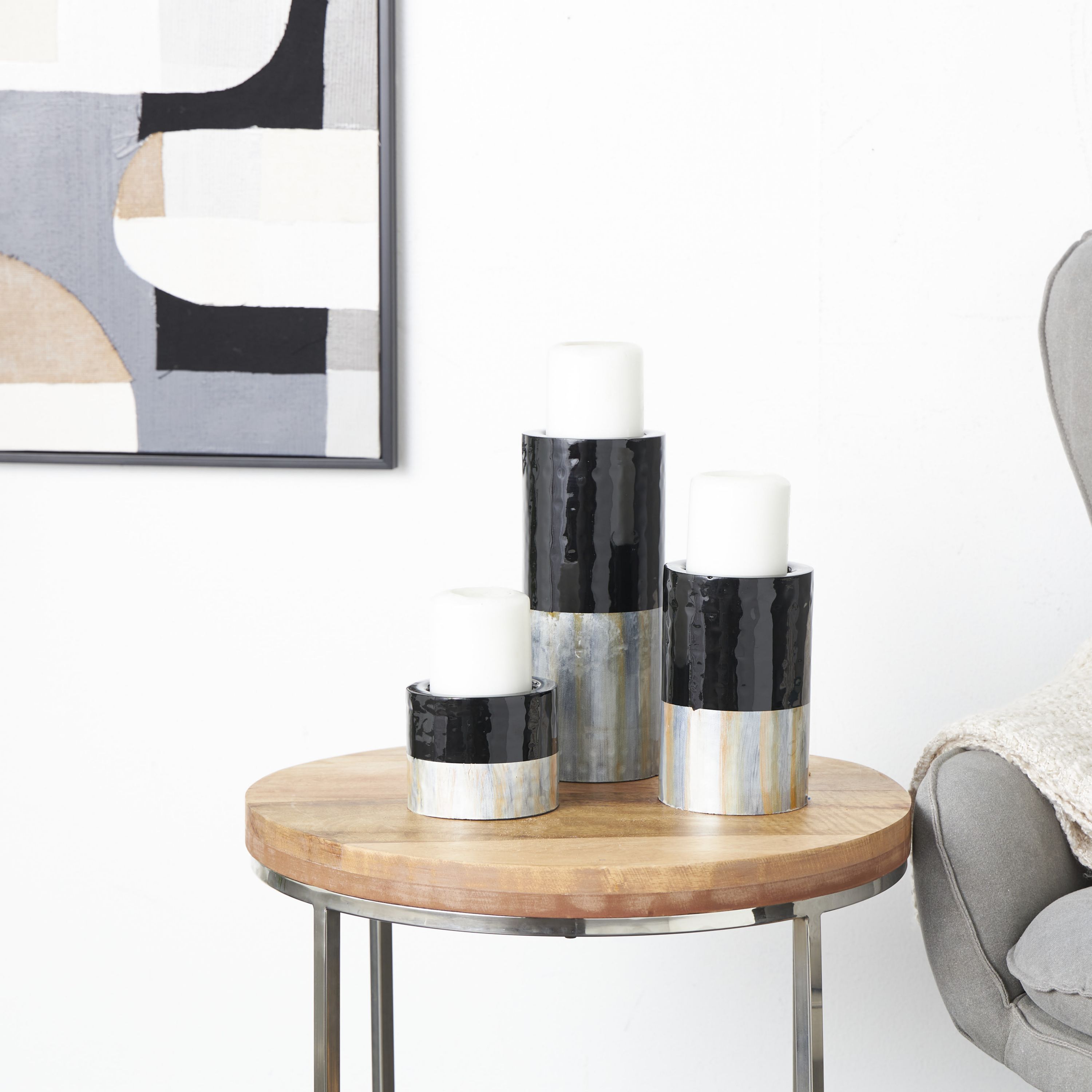 Modern Metal Candle Holder - Set of 3