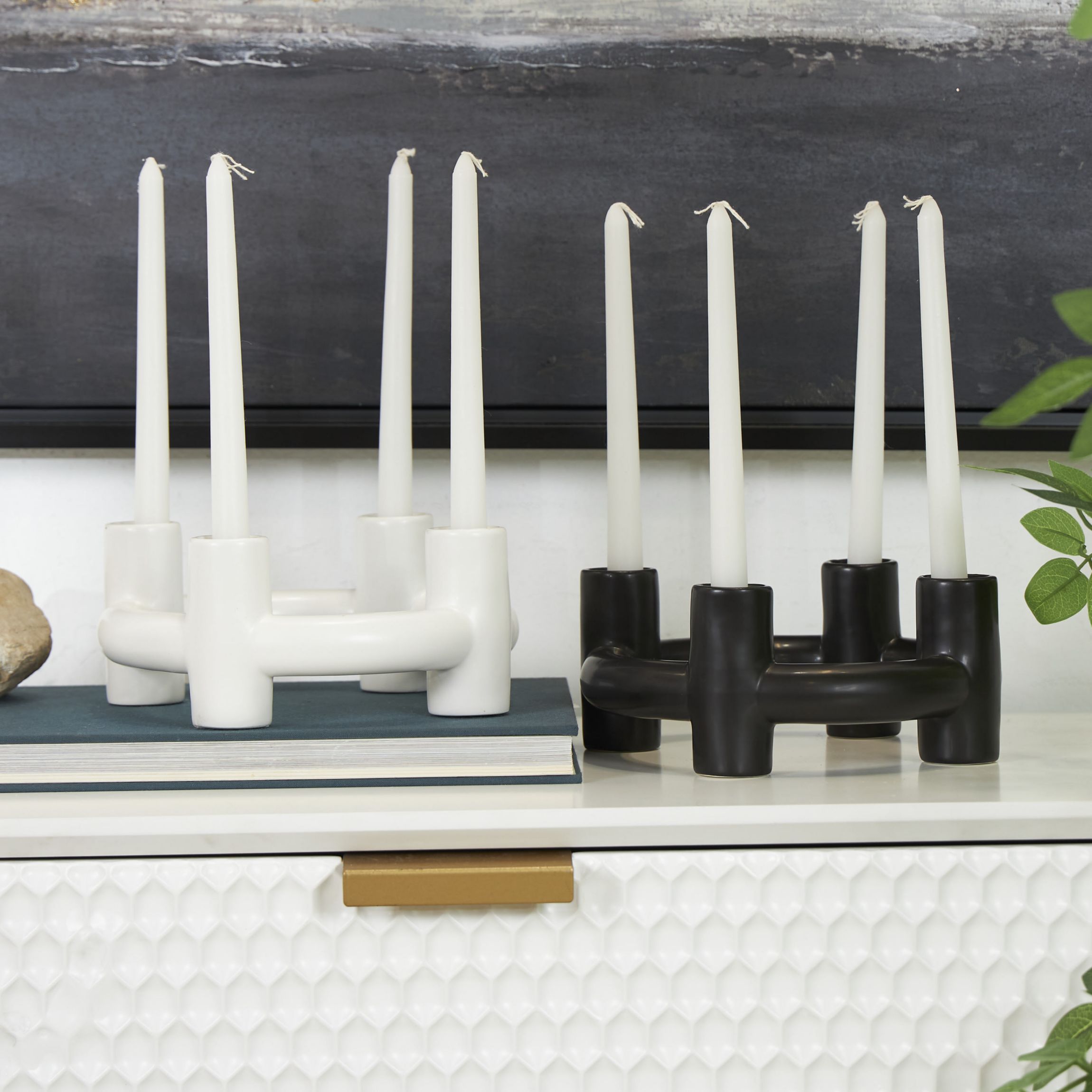 Contemporary Ceramic Candle Holder - Set of 2