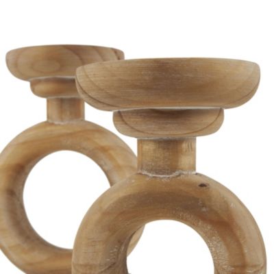 Natural Wood Candle Holder - Set of 3