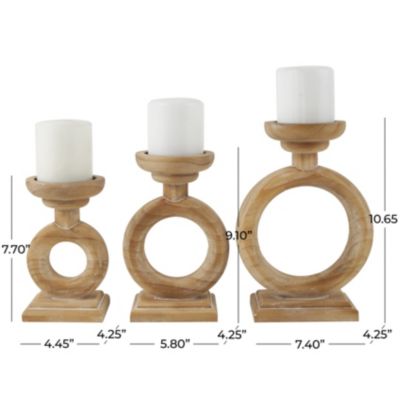 Natural Wood Candle Holder - Set of 3