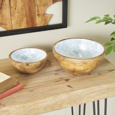 Coastal Mango Wood Decorative Bowl - Set of 2