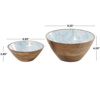 Coastal Mango Wood Decorative Bowl - Set of 2