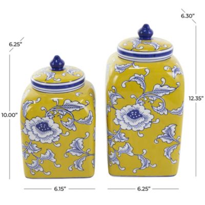 Eclectic Ceramic Decorative Jars - Set of 2