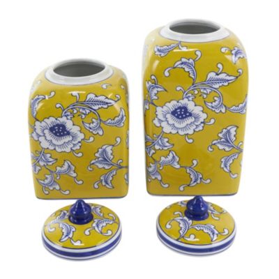 Eclectic Ceramic Decorative Jars - Set of 2