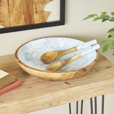 Coastal Mango Wood Decorative Bowl - Set of 3