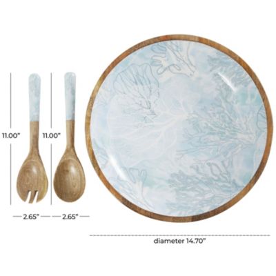 Coastal Mango Wood Decorative Bowl - Set of 3