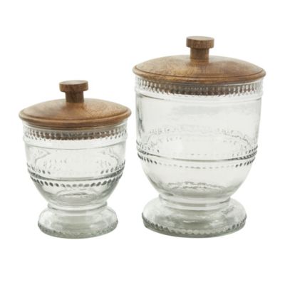 Natural Glass Decorative Jars - Set of 2