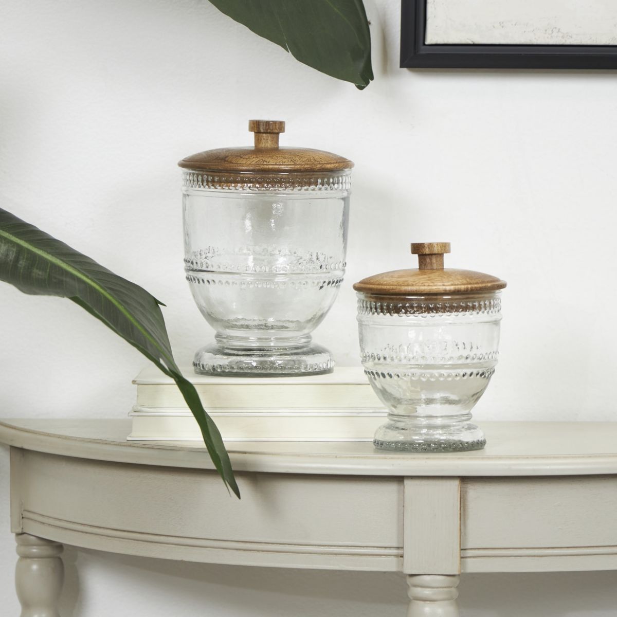Natural Glass Decorative Jars - Set of 2