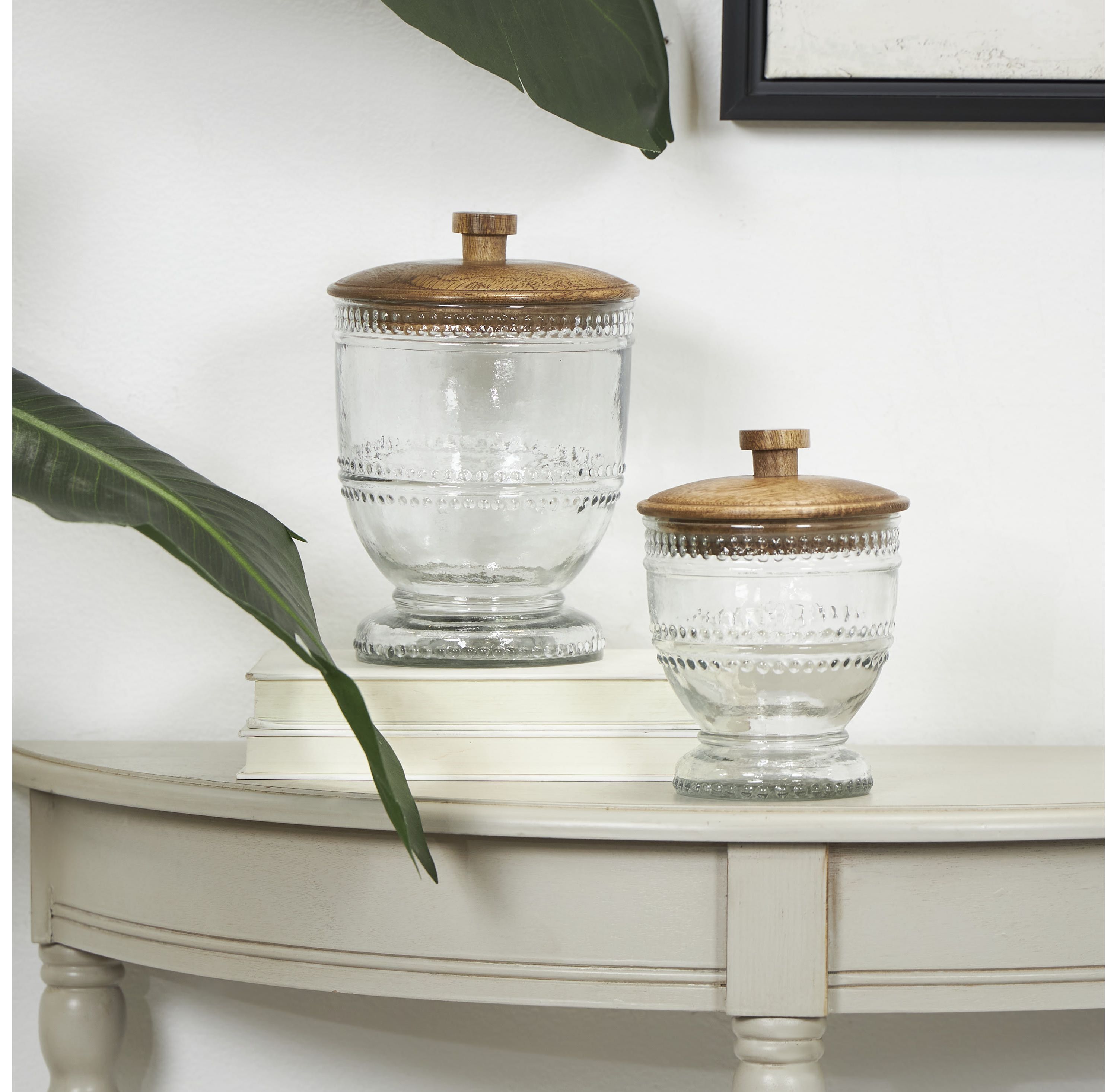 Natural Glass Decorative Jars - Set of 2