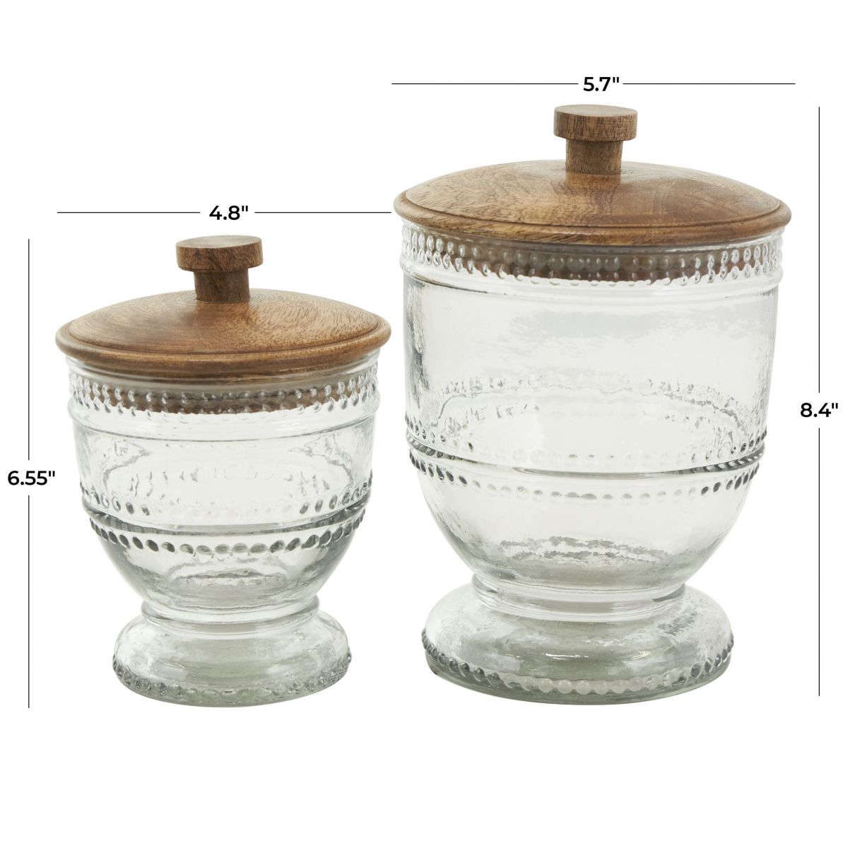 Natural Glass Decorative Jars - Set of 2